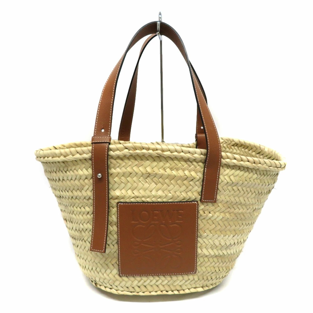 LOEWE Basket Bag Raffia Palm Leaf Calfskin Tan Spring Summer
